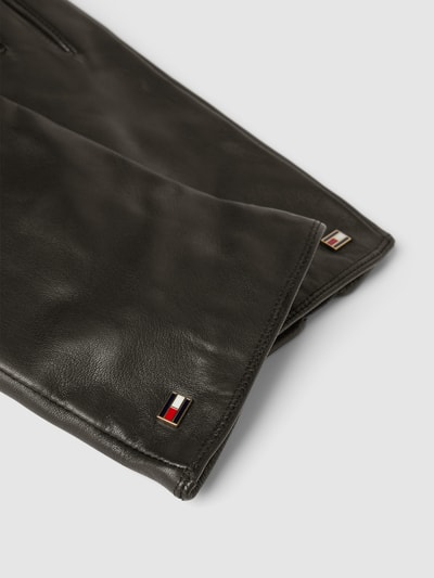 Tommy Hilfiger Lederhandschuhe mit Label-Detail Modell 'Essential Flag' Black 2