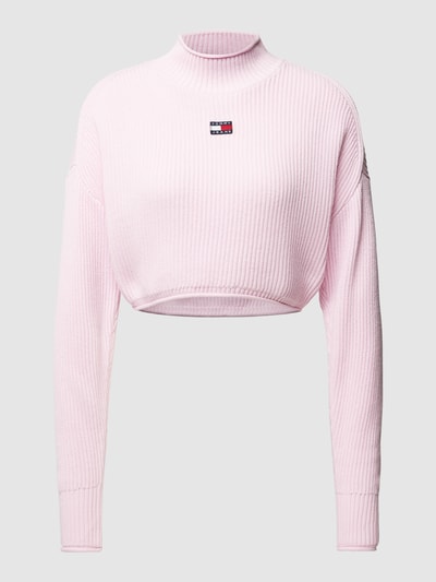 Tommy Jeans Cropped Strickpullover mit Label-Patch Rosa 2