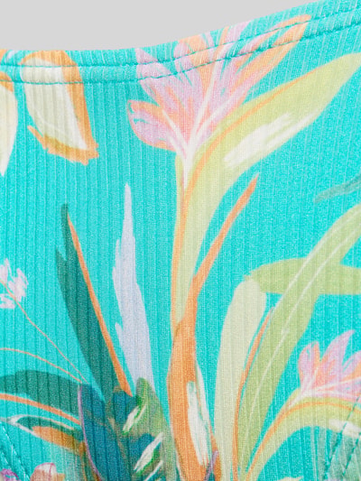 Productfoto, Bikinihose im Allover-Look Modell 'Sandra' van VENICE BEACH met turquoise kleuren, bloemenpatroon, ribstructuur, dames bodyfit met stretchmix