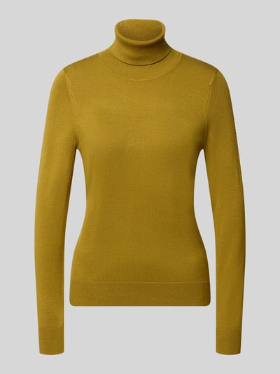 Produktfoto, Longsleeve mit Rollkragen von Christian Berg Woman in Senfgelb, glatte Struktur, gerader Schnitt, gerippte Abschlüsse, Damenmode