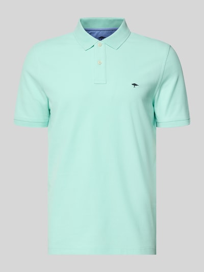 Produktfoto, Regular Fit Poloshirt mit Logo-Stitching von Fynch-Hatton, mintgrün, reine Baumwolle, Polokragen, kurzärmeliges Design.