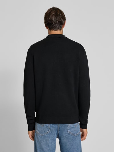 Jack & Jones Premium Gebreid jack met kentkraag, model 'MILANO' Zwart - 5