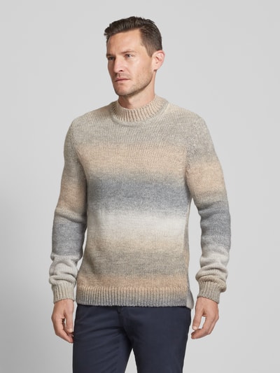 Brax Gebreide pullover met labeldetail, model 'Buddy' Lichtgrijs - 4