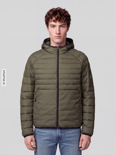 BOSS Green kurtka pikowana o kroju regular fit z kapturem model 'OW_Urbanex' Ciemnozielony 4