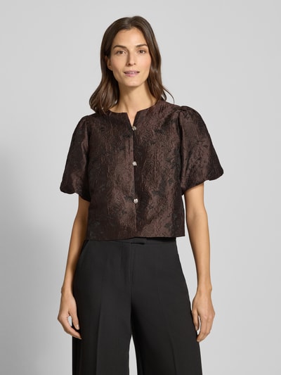 Neo Noir Blouse met korte mouwen en knoopsluiting Donkerbruin - 4