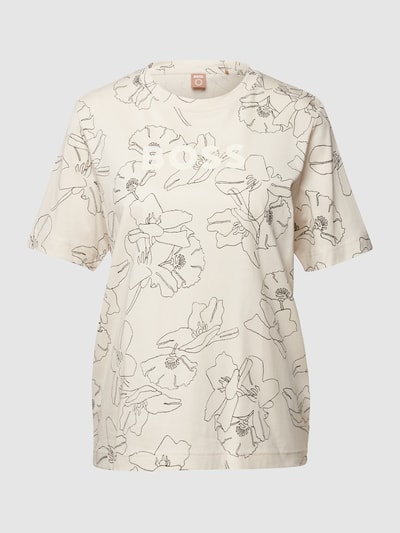 BOSS T-Shirt mit Allover-Muster Modell 'Ecosa' Ecru 2