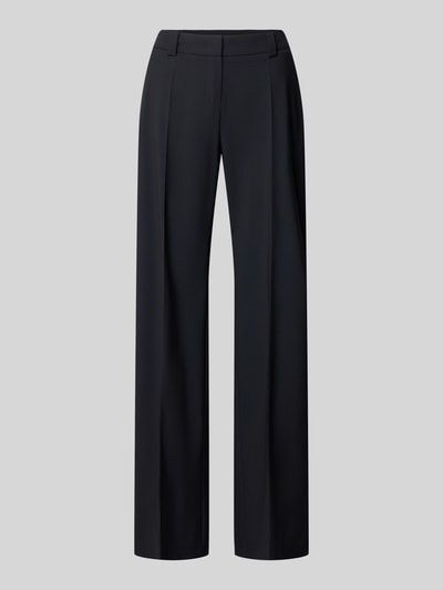Produktfoto, Slim Fit Hose aus Schurwoll-Elasthan-Mix mit Bügelfalten von windsor., kolor czarny, Kanty, kieszenie z tyłu, szerokość w rozmiarze 36: 42 cm, długość wewnętrzna nogawki w rozmiarze 36: 84 cm