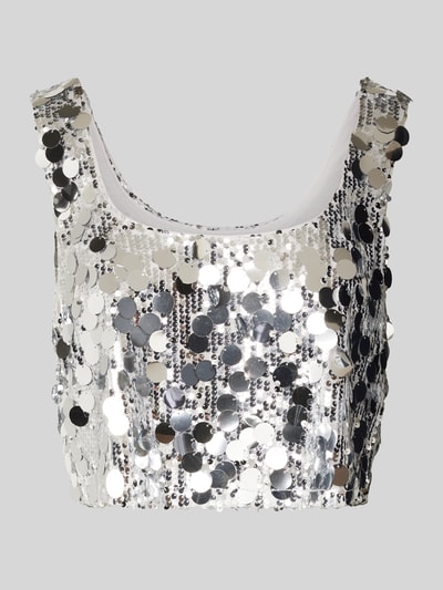 Gestuz Crop Top mit Paillettenbesatz Modell 'Glitta' Silber 2