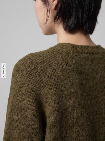 Selected Relaxed Fit Strickjacke aus Woll-Mix Modell 'LULU' Oliv 3