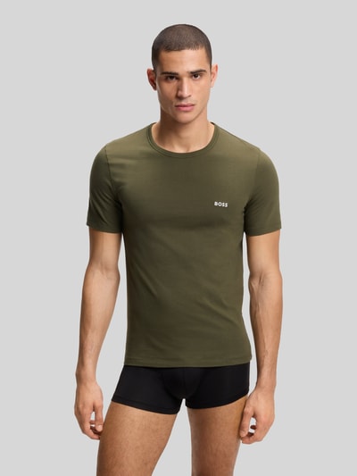 BOSS T-shirty o kroju slim fit z czystej bawełny w zestawie 3 szt. Oliwkowy 2