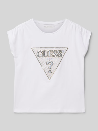 Guess T-Shirt mit Paillettenbesatz Modell 'BATWING' Weiss 1