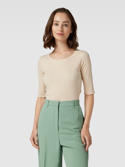 Marc Cain T-shirt van een mix van katoen en elastaan met boothals Offwhite - 4