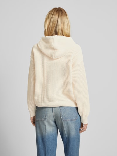 Vero Moda Geribde pullover met capuchon, model 'NEAT' Offwhite - 5