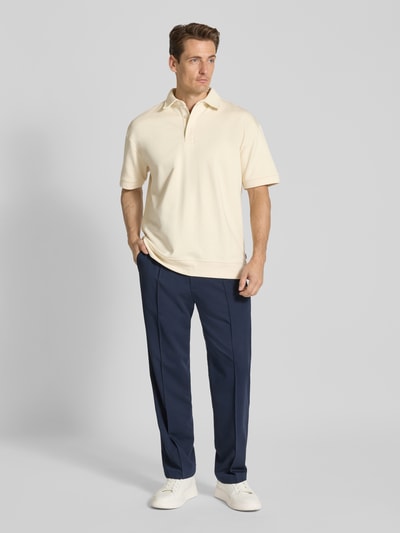 Lindbergh Koszulka polo o kroju oversized z kołnierzykiem polo i detalem z logo Écru 1