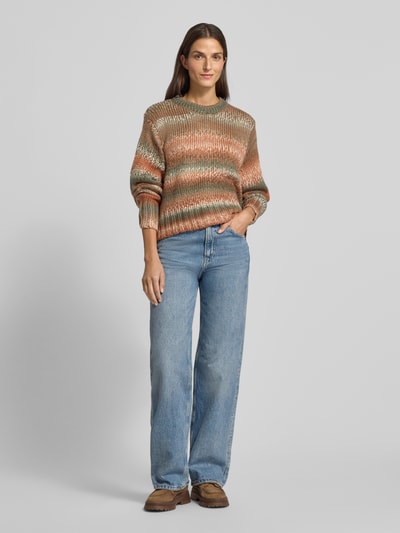 Apricot Relaxed Fit Strickpullover mit Rundhalsausschnitt Rostrot 1