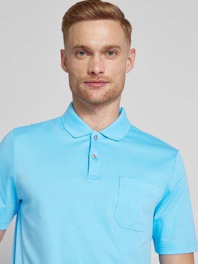 MAERZ Muenchen Regular fit poloshirt met borstzak Aquablauw - 3