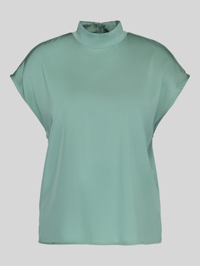 Produktfoto, Blusenshirt mit Stehkragen von Jake*s Collection in Hellgrün, glatter Material-Mix mit Stretch-Anteil, Regular Fit, rückseitiger Reißverschluss