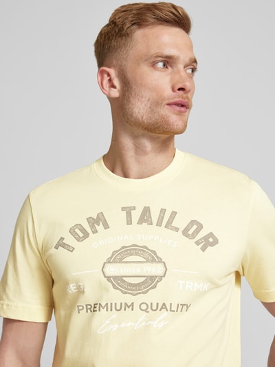Tom Tailor T-Shirt mit Label-Print Hellgelb 3