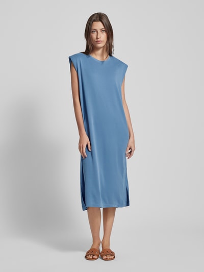 mbyM Knielange jurk met kapmouwen, model 'Stivian' Rookblauw - 4