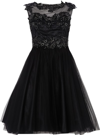 Niente Cocktailkleid aus feinem Tüll mit Ziersteinen Schwarz 6