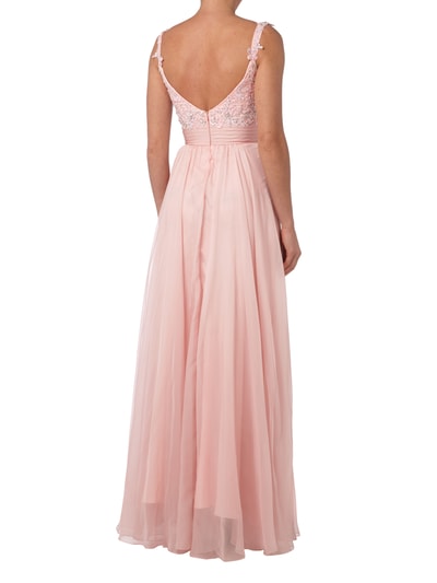 Luxuar Abendkleid mit floraler Zierborte Rosa 4