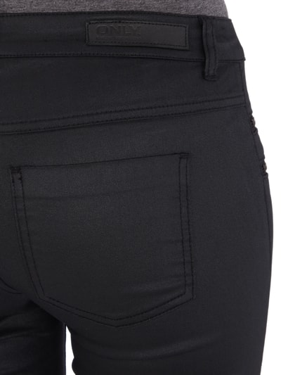Only Coated Denim Jeggings mit Zierreißverschlüssen Schwarz 2