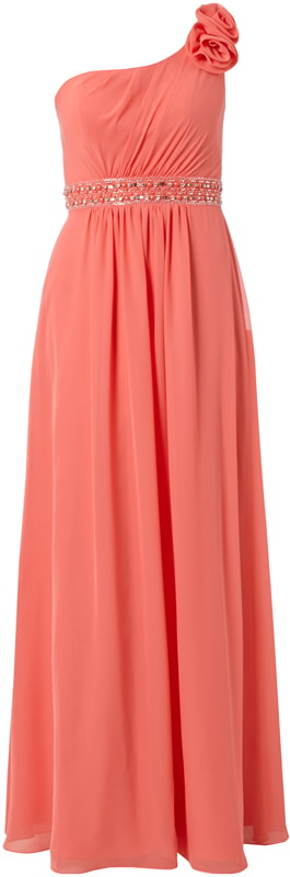 Niente Abendkleid mit One-Shoulder-Träger Koralle 4