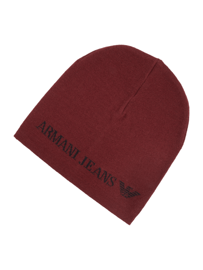 Armani Jeans Doubleface Mütze mit eingestricktem Logo Bordeaux 1