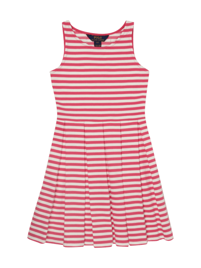 Polo Ralph Lauren Kids Kleid mit Streifenmuster und Kellerfalten Pink 1