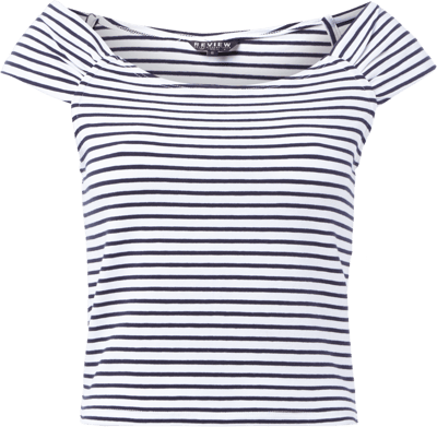 Review Cropped Shirt aus Jersey mit Streifen-Dessin Weiss 5