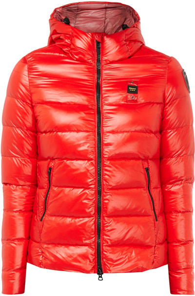 Blauer Usa Light-Daunen Steppjacke mit Kapuze Rot 6