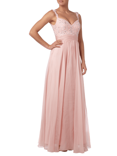 Luxuar Abendkleid mit floraler Zierborte Rosa 1
