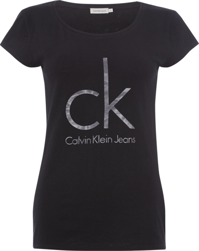 Calvin Klein Jeans T-Shrit mit großem Metallic-Logoprint Black 5