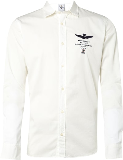 Aeronautica Militare Slim Fit Freizeithemd mit Logo-Stickerei Weiss 6