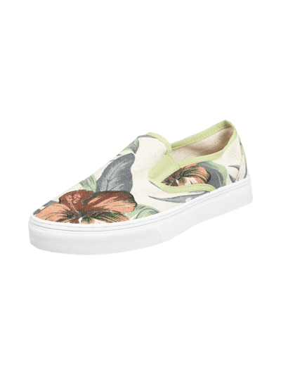 Scotch & Soda Slip-On Sneakers aus bedrucktem Canvas Ecru 1