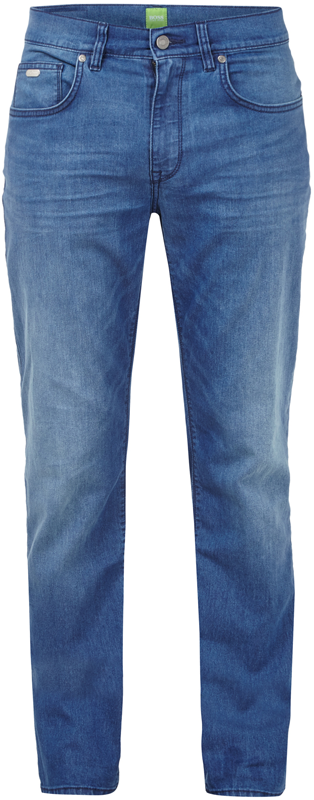 BOSS Green Regular Fit Jeans mit Metall-Logo Blau 7