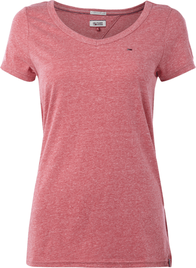 Tommy Jeans T-Shirt mit Logo-Stickerei im Brustbereich Fuchsia 3