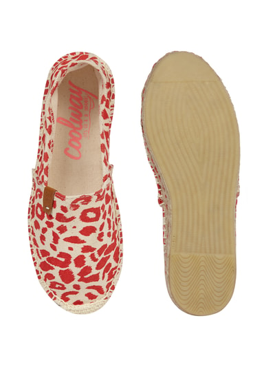 Coolway Plateau-Espadrilles mit Leopardenmuster Rot 5