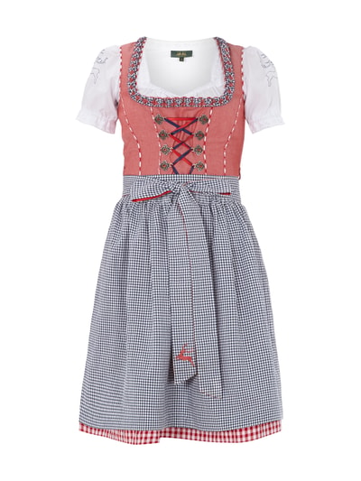 Wiesnkönig Dirndl mit Vichy-Karo und Zier-Schnürung Rot 2