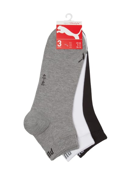 Produktfoto, Sneakersocken mit Logo im 3er-Pack von Puma, mieszanka bawełny z dodatkiem streczu, dopasowany krój, logo, zestaw 3 szt.