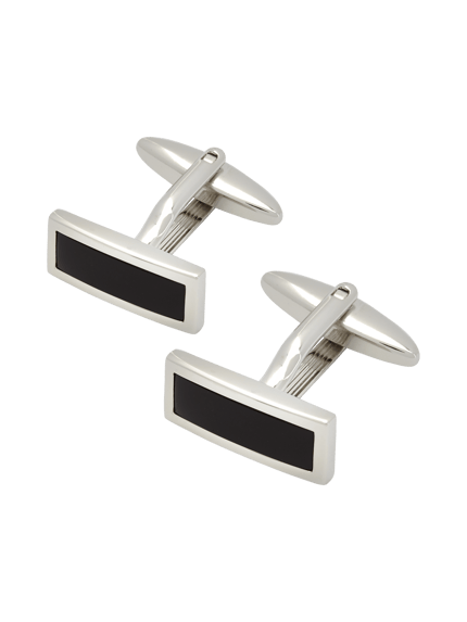 Lindenmann Manchetknopen met rand in onyxlook Zwart - 1