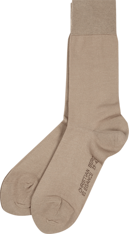 Produktfoto, Socken mit Label-Print im 2er-Pack von Christian Berg Men aus Baumwoll-Mix, körpernaher Schnitt, gerippter Abschluss, beige Farbe