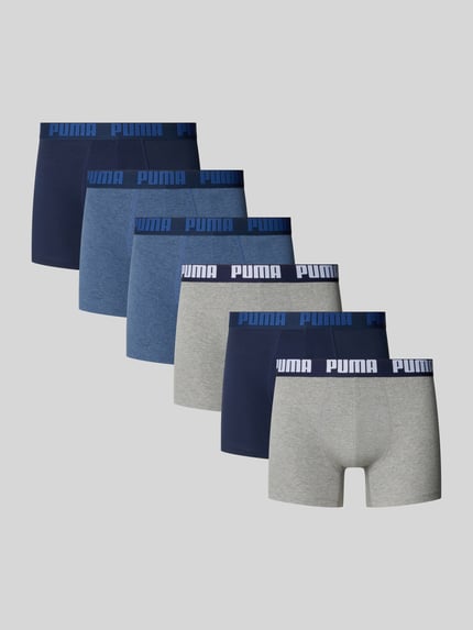 Produktfoto, Trunk aus Baumwoll-Mix im 6er-Pack Modell 'Everyday' von PUMA in Blau- und Grautönen, weiche Textur, Herren Pant & Trunk von PUMA