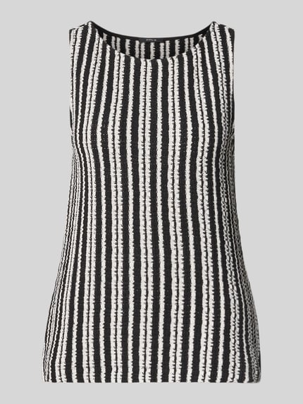 Produktfoto, Top im Allover-Look Modell 'Imesa' von OPUS aus Material-Mix mit Baumwoll-Anteil, Slim-Fit, Rundhalsausschnitt, schwarz-weiß gestreift