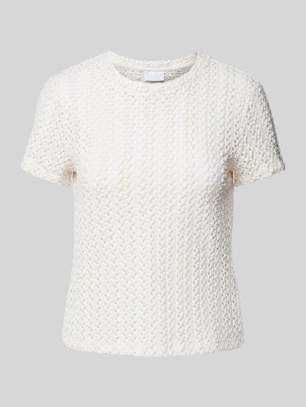Jake*s Collection T-shirt met structuurmotief Ecru - 2