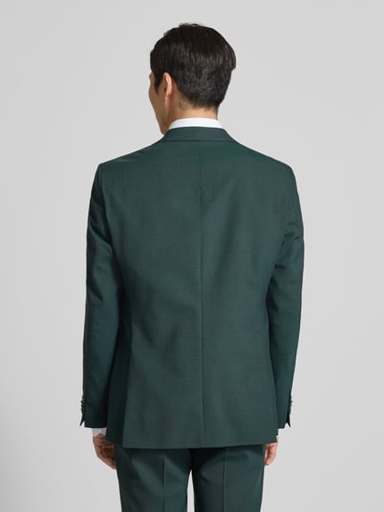 Mannelijk model draagt Regular Fit Sakko met Schurwoll-Anteil Model 'JASPER' van BOSS in effen donkergroen Oxford, Ganzlichaam achteraanzicht.