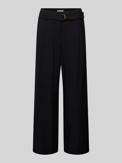 Produktfoto, Culotte aus Viskose mit Gürtel von Christian Berg Woman, schwarz, Wide-Leg-Fit, Biesen, Eingrifftaschen, Gesäßleistentaschen, Haken- und Reißverschluss, glatte Oberfläche, Bundweite 39 cm, Innenbeinlänge 65 cm, Größe 36