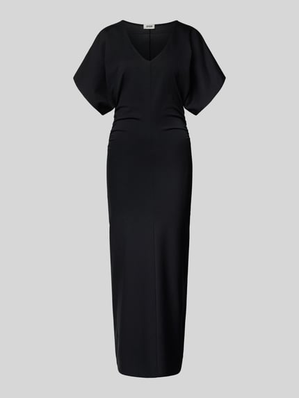Productfoto, zwart aansluitende maxijurk met V-hals, model 'PAMANTI' van Drykorn, lyocellmix met stretch, dames maxikleed