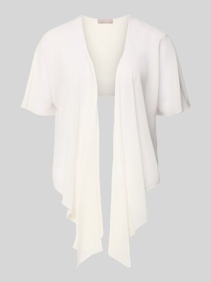 Produktfoto, Regular Fit Jacke im semitransparenten Design Modell 'Banane' von Christian Berg Cocktail in Weiß, kurzärmelig, Rückenlänge 41 cm bei Größe S