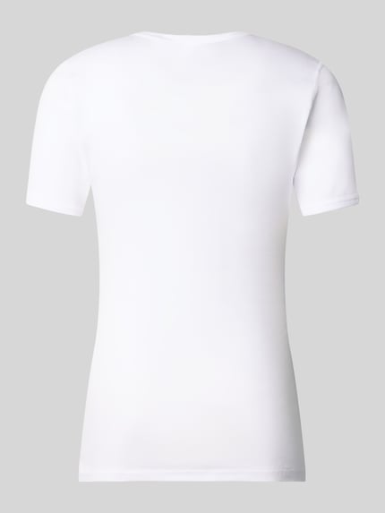 Produktfoto, T-Shirt aus Baumwolle mit Rundhalsausschnitt von GÖTZBURG 1889, Męski t-shirt z czystej bawełny, krój slim fit, okrągły dekolt, biała gładka tkanina